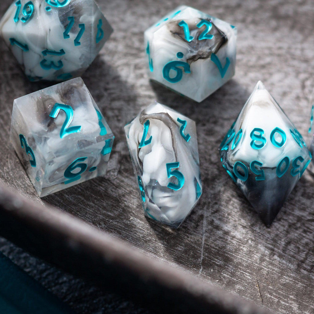 Blue Cloud Handmade Resin DND Dice Set - The misfit market