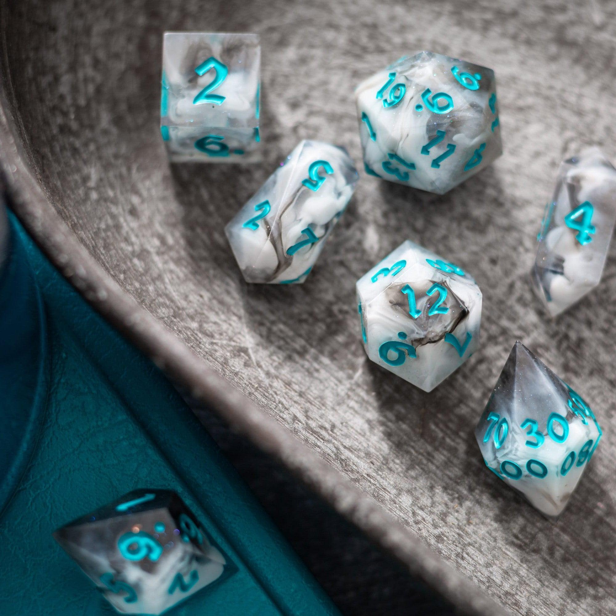 Blue Cloud Handmade Resin DND Dice Set - The misfit market