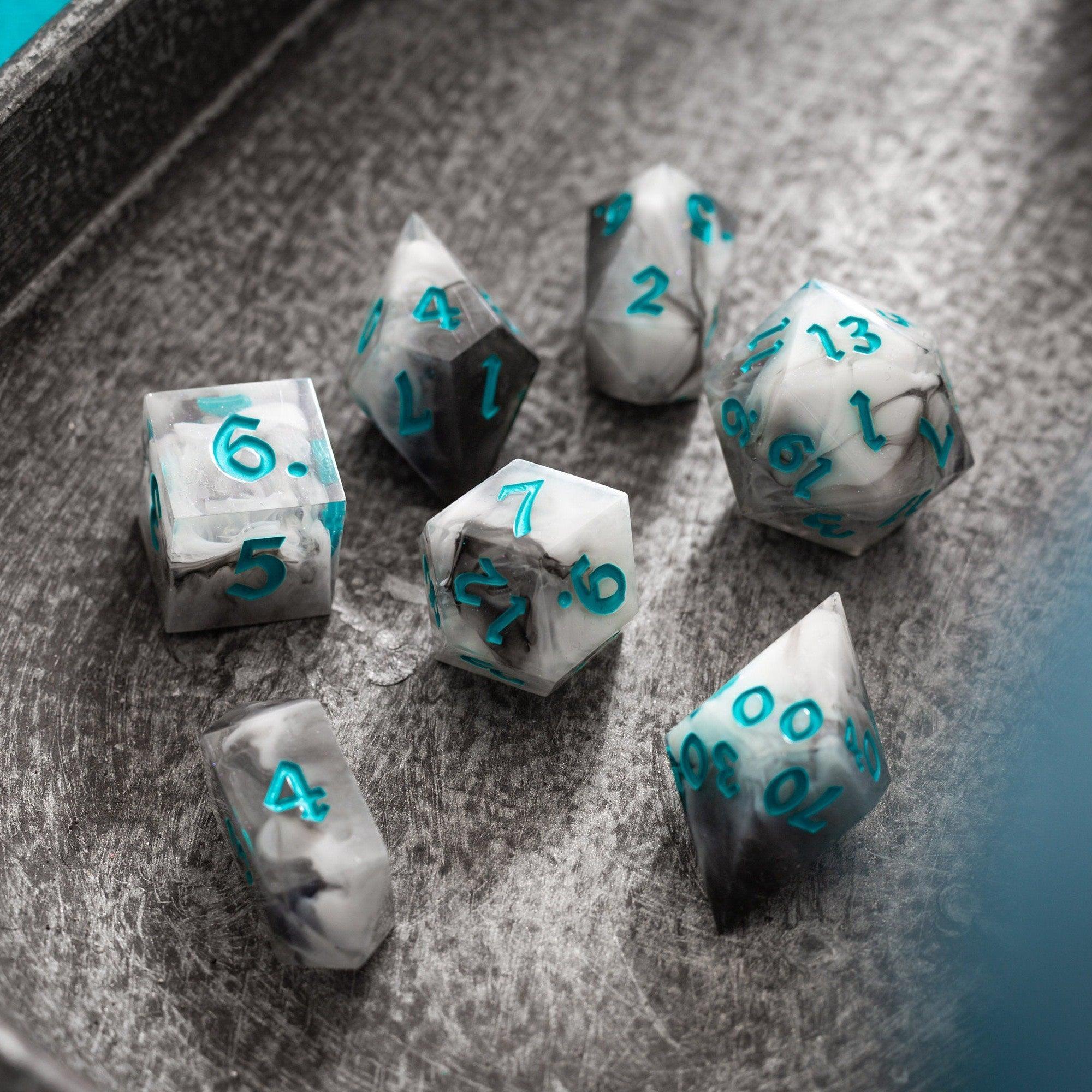 Blue Cloud Handmade Resin DND Dice Set - The misfit market