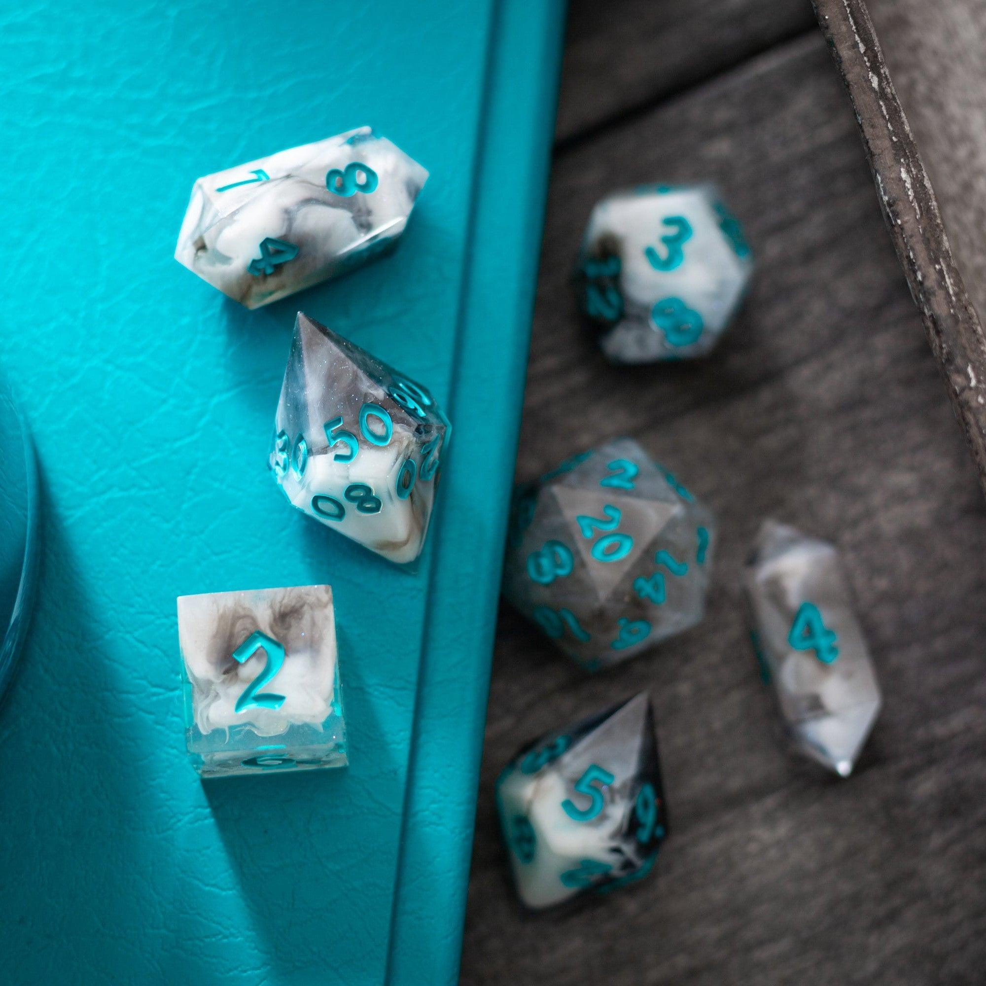 Blue Cloud Handmade Resin DND Dice Set - The misfit market