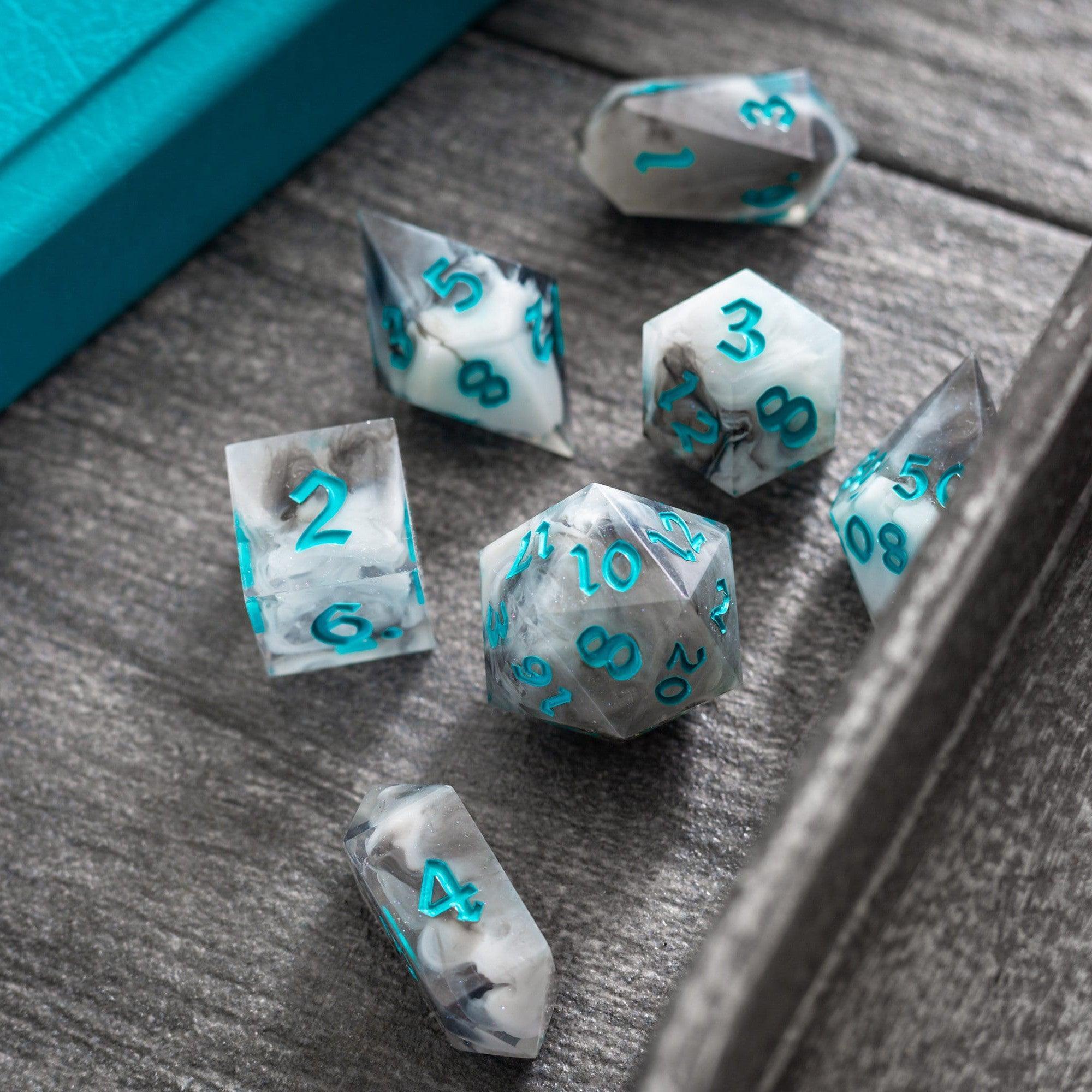 Blue Cloud Handmade Resin DND Dice Set - The misfit market