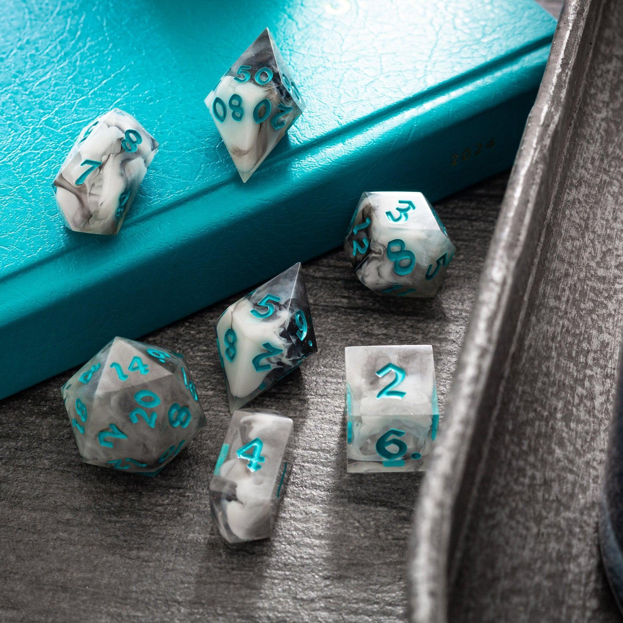 Blue Cloud Handmade Resin DND Dice Set - The misfit market