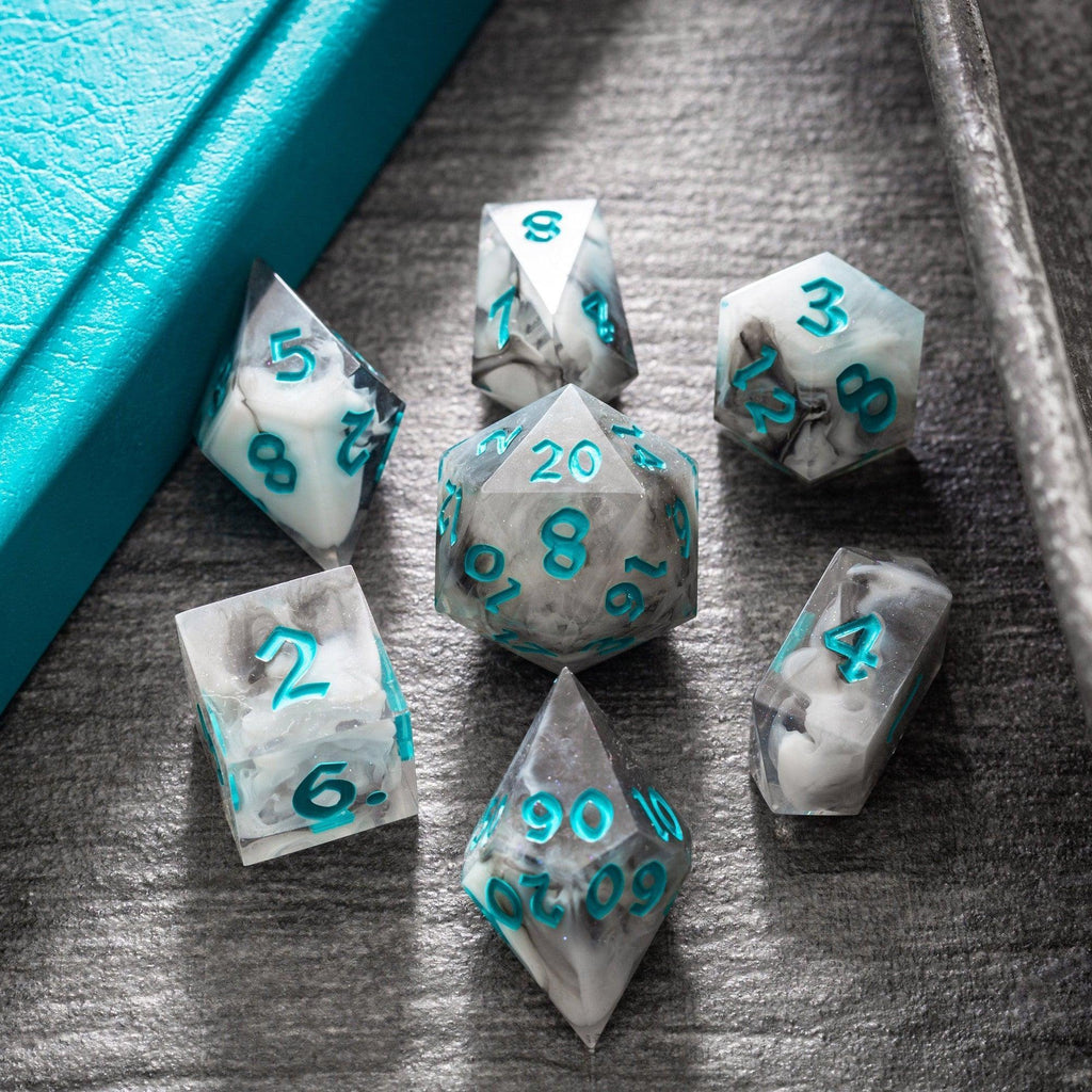 Blue Cloud Handmade Resin DND Dice Set - The misfit market