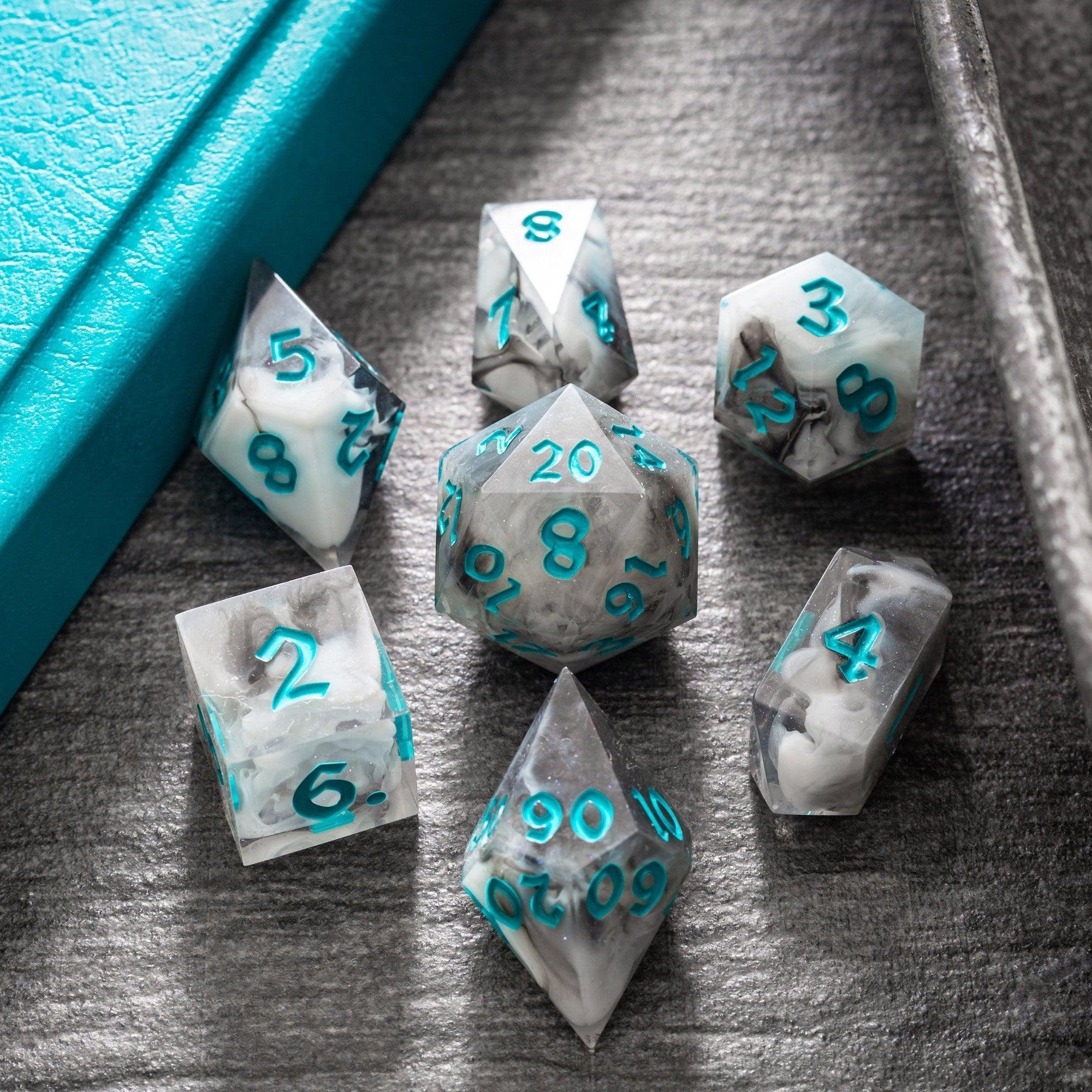 Blue Cloud Handmade Resin DND Dice Set - The misfit market