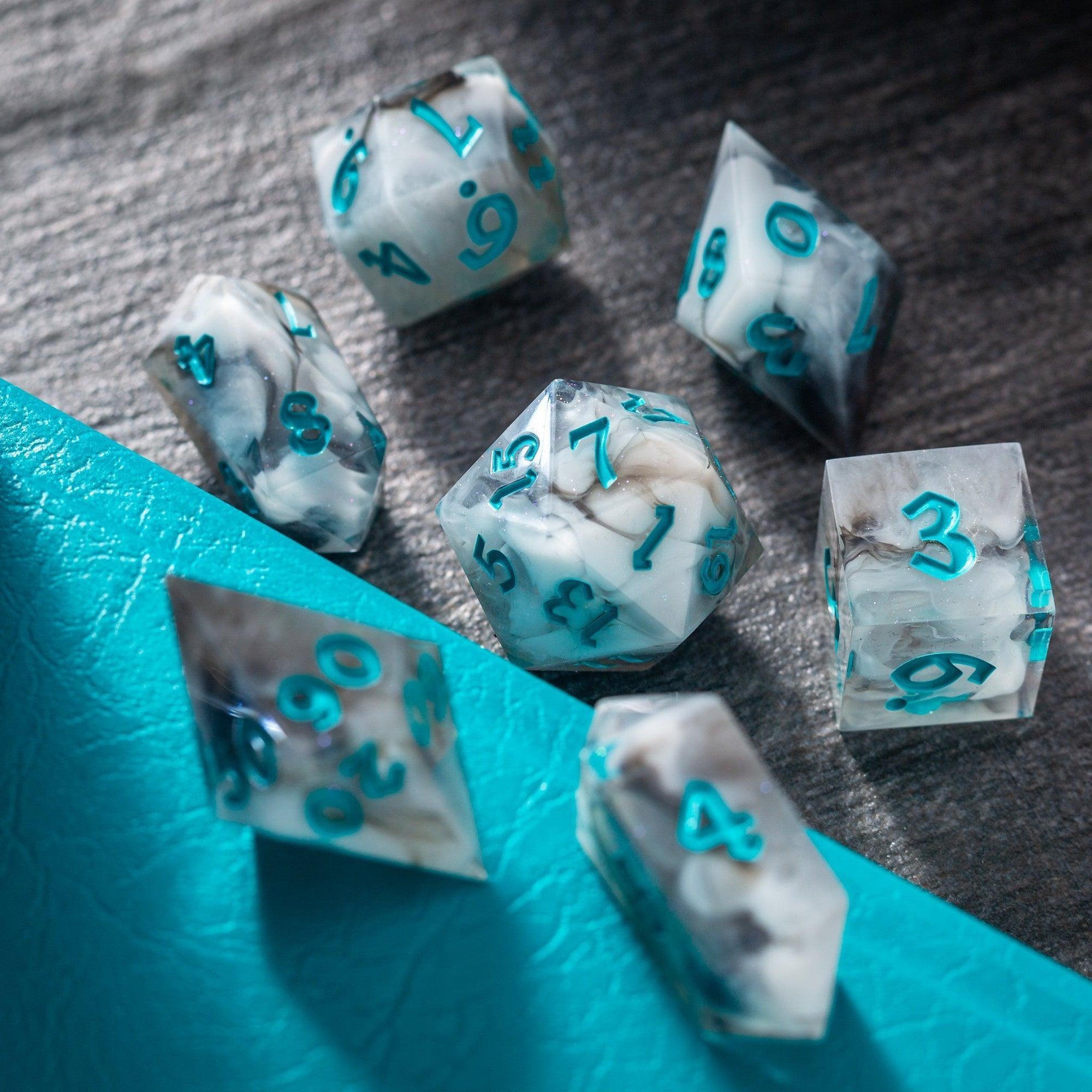 Blue Cloud Handmade Resin DND Dice Set - The misfit market
