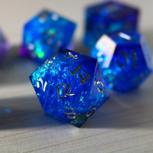 Blue Handmade Sharp Edge Resin DND Dice Set - The misfit market