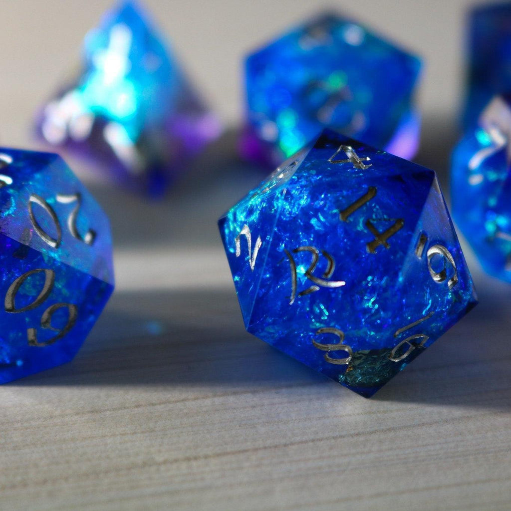 Blue Handmade Sharp Edge Resin DND Dice Set - The misfit market