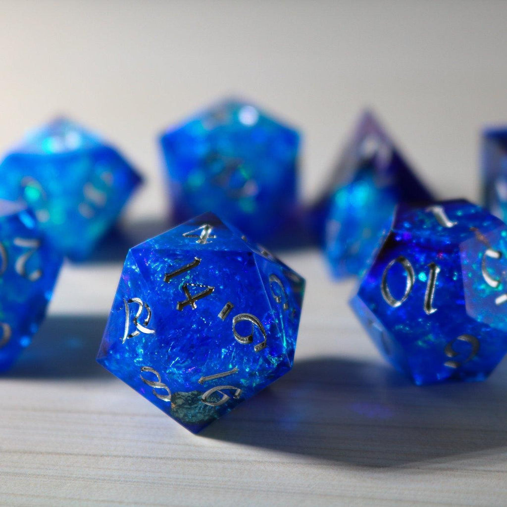 Blue Handmade Sharp Edge Resin DND Dice Set - The misfit market