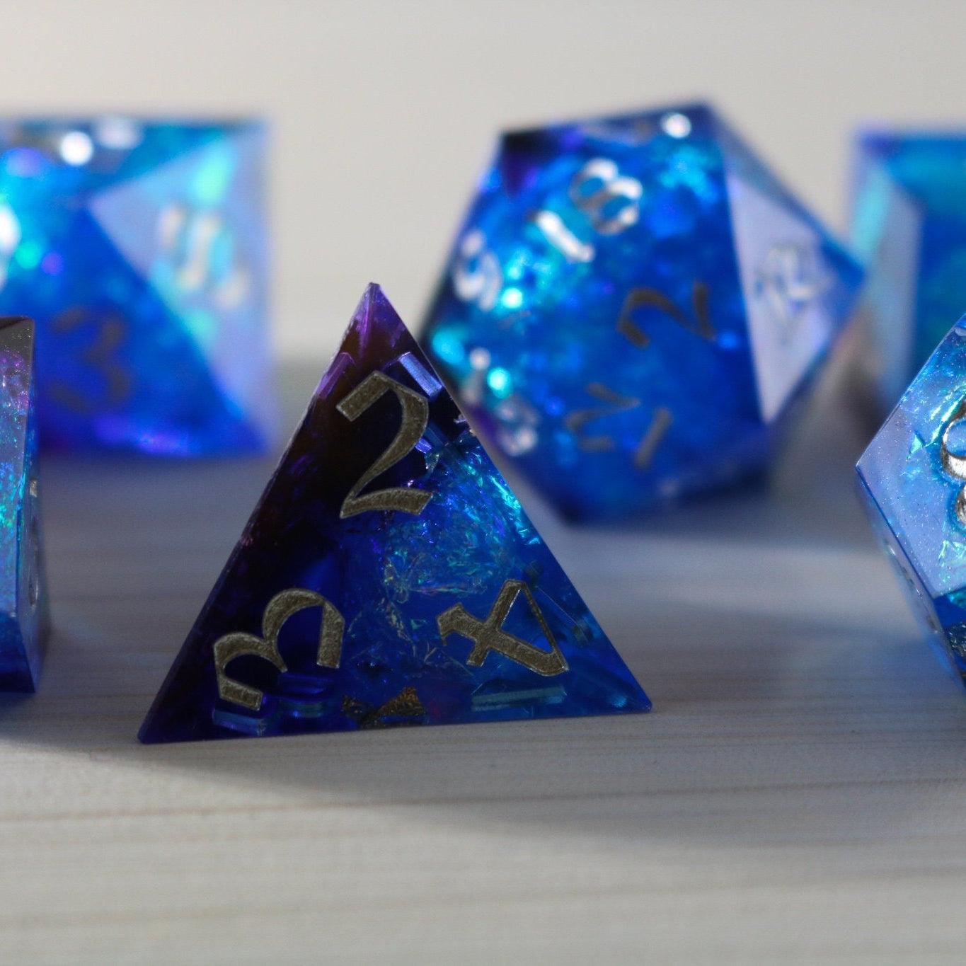 Blue Handmade Sharp Edge Resin DND Dice Set - The misfit market