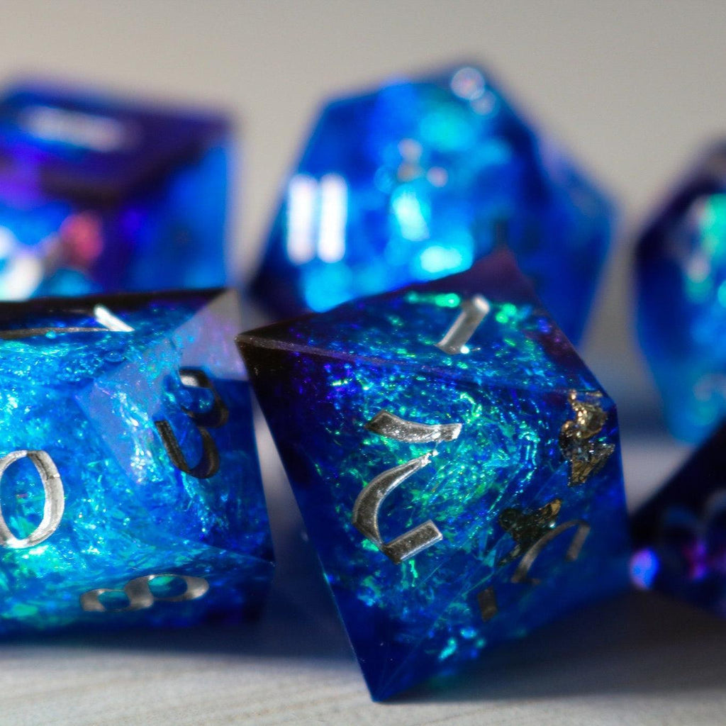 Blue Handmade Sharp Edge Resin DND Dice Set - The misfit market