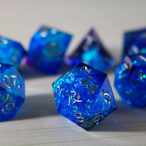 Blue Handmade Sharp Edge Resin DND Dice Set - The misfit market
