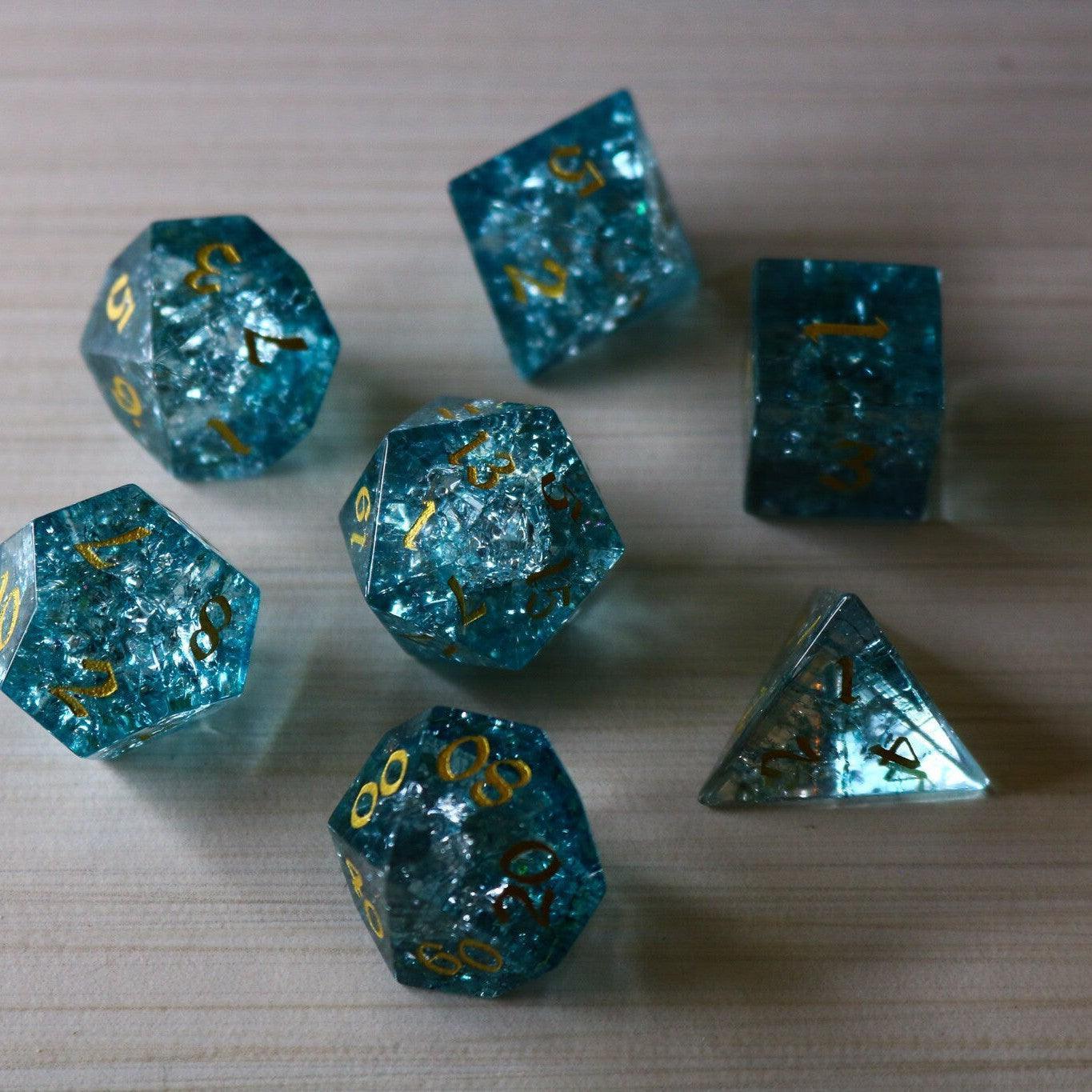 Blue Ocean Forge Fire Glass DND Dice Set - The misfit market