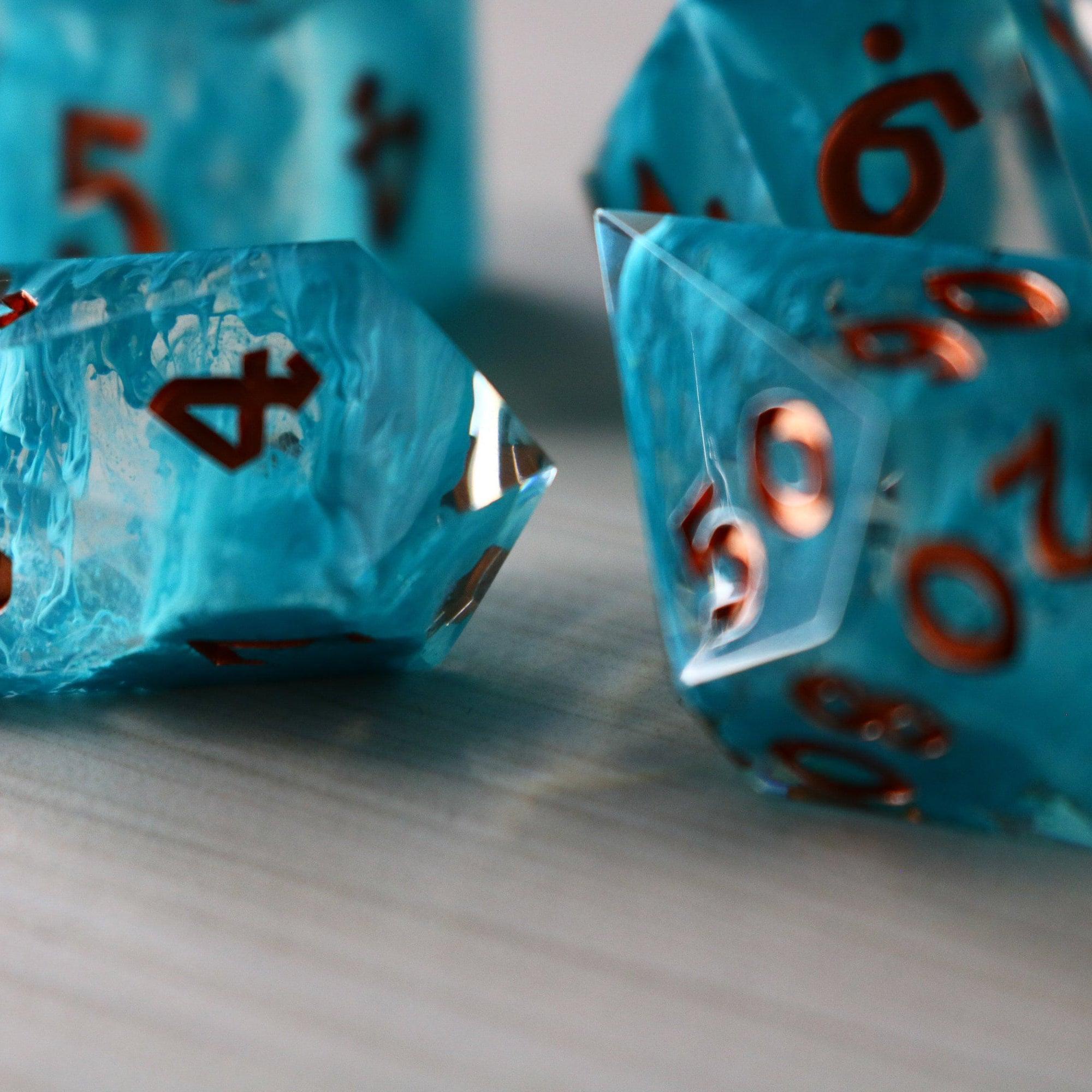 Blue Smoke Handmade Resin DND Dice Set - The misfit market