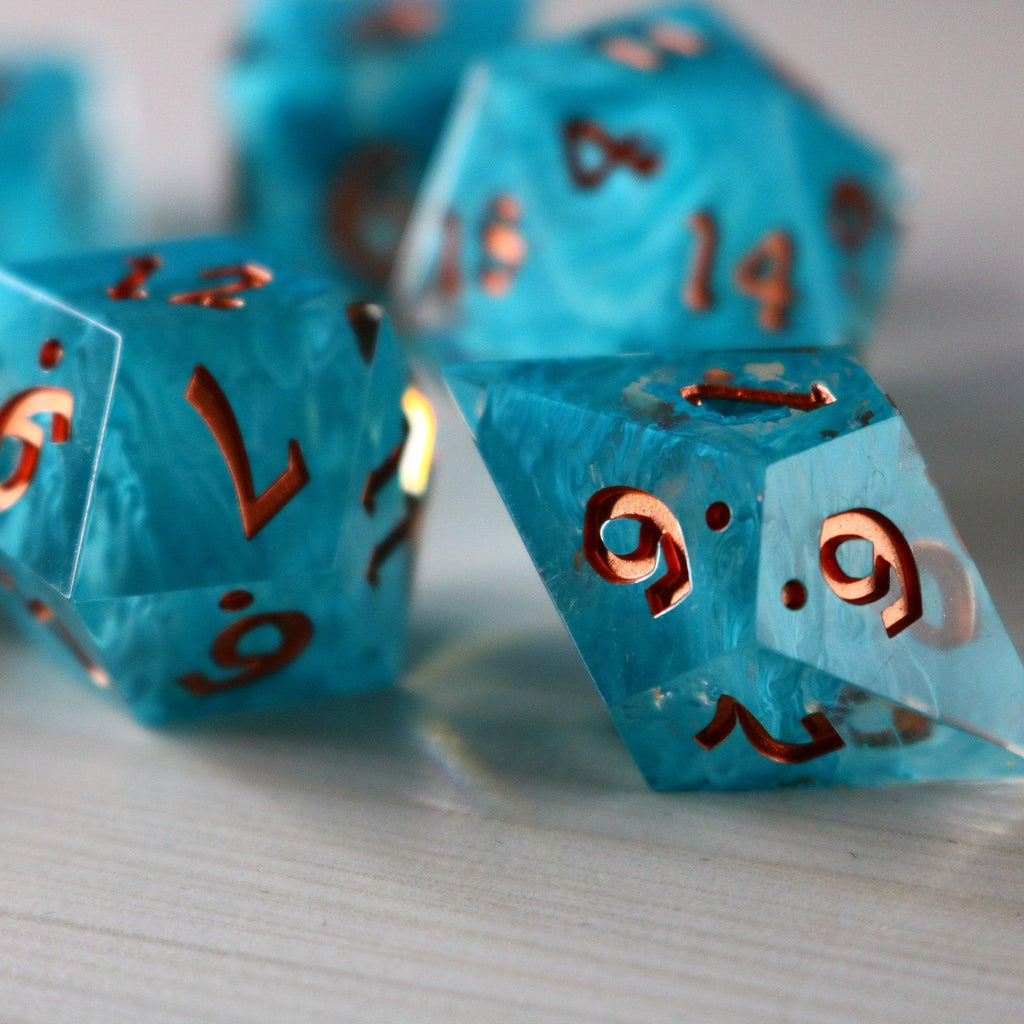 Blue Smoke Handmade Resin DND Dice Set - The misfit market