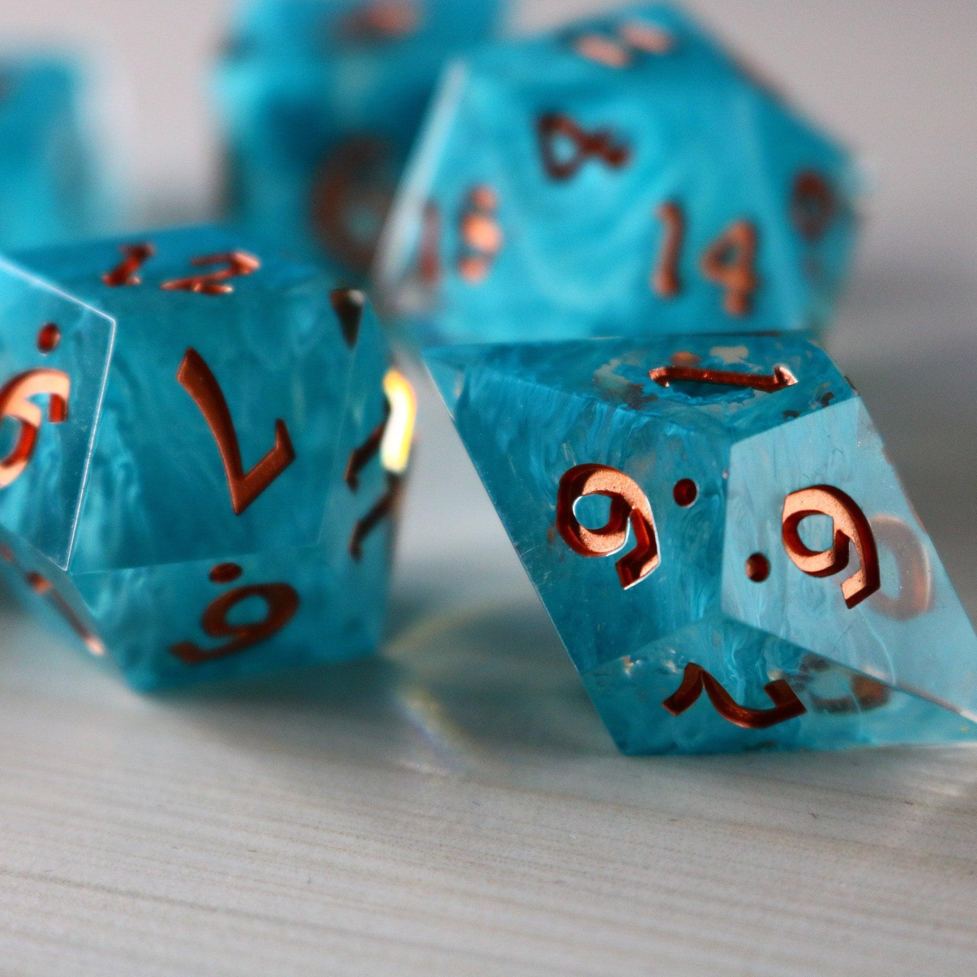 Blue Smoke Handmade Resin DND Dice Set - The misfit market