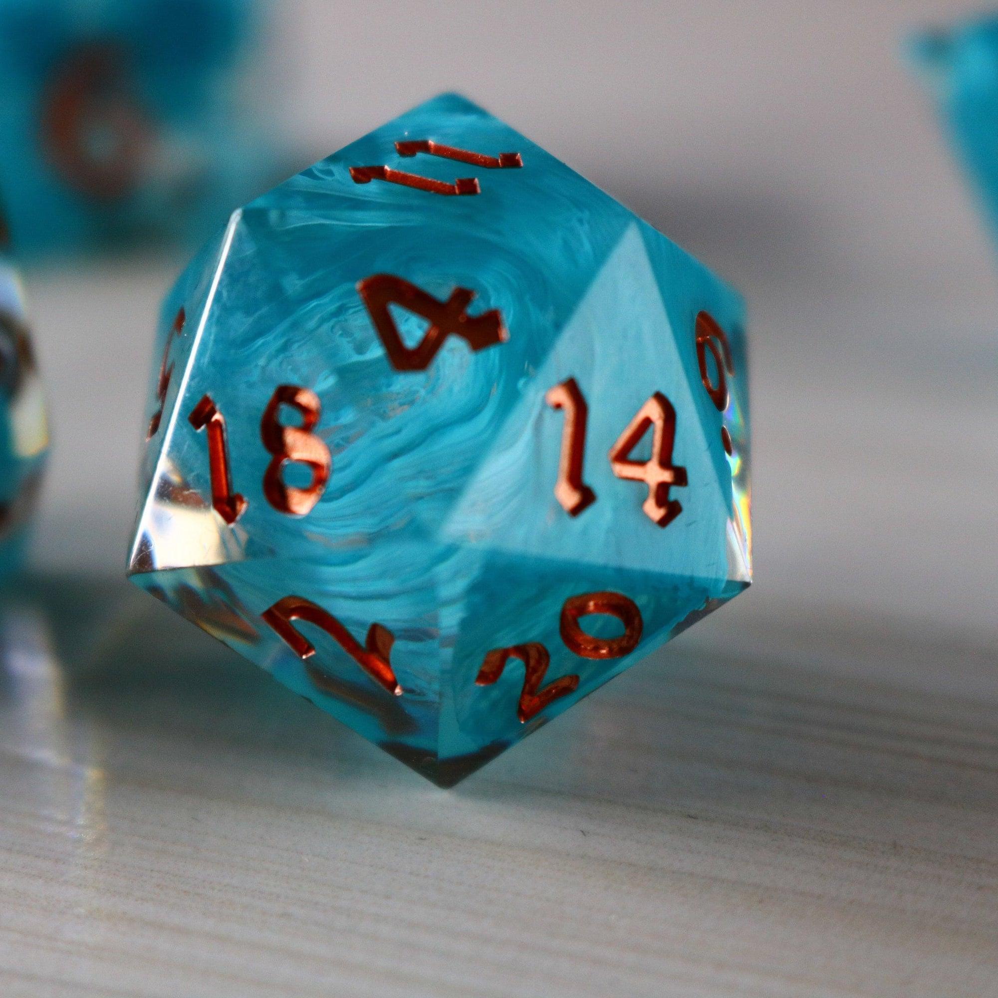 Blue Smoke Handmade Resin DND Dice Set - The misfit market