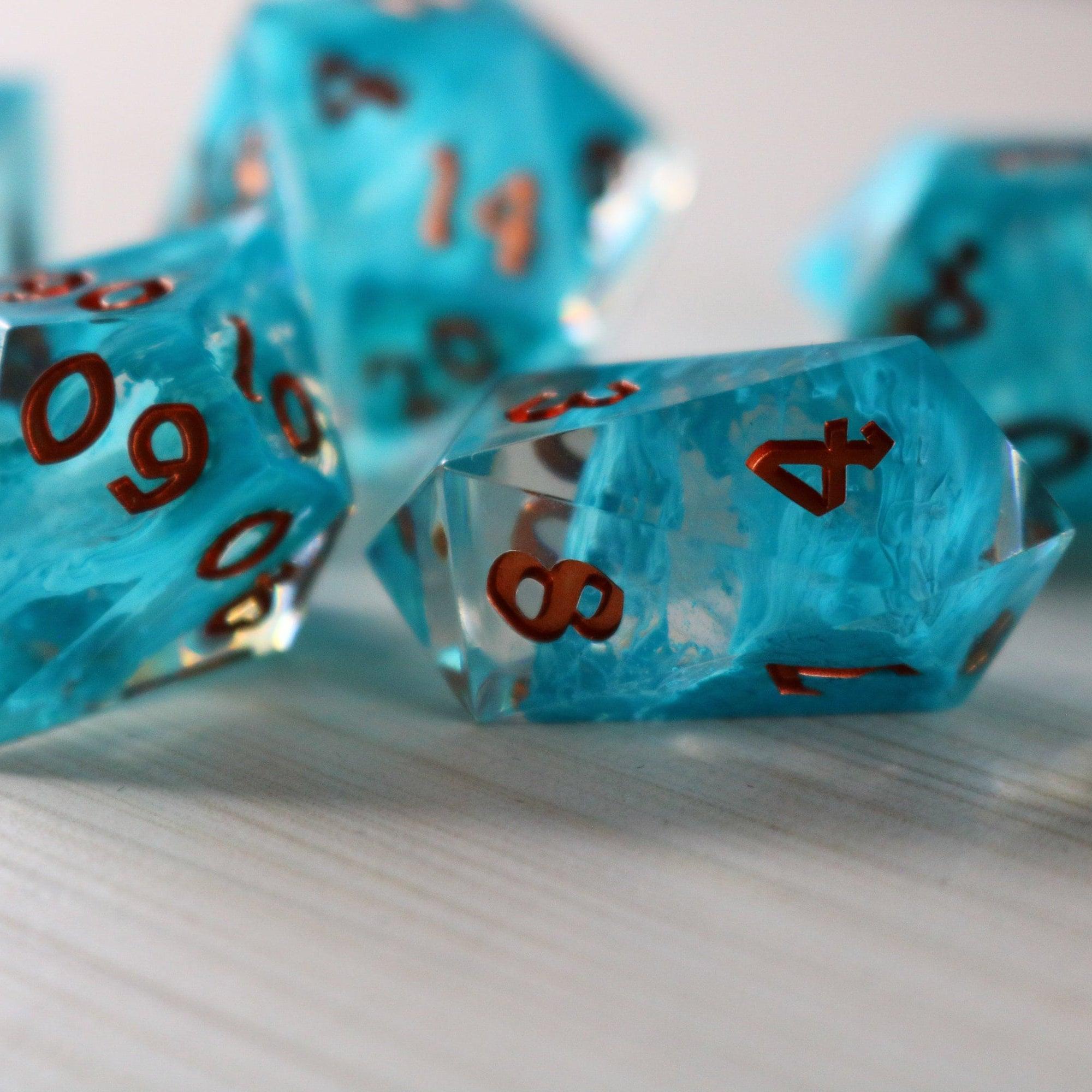 Blue Smoke Handmade Resin DND Dice Set - The misfit market