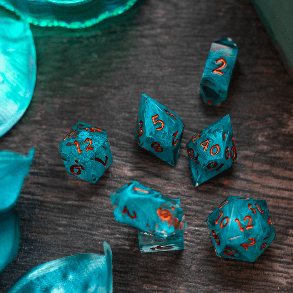 Blue Smoke Handmade Resin DND Dice Set - The misfit market