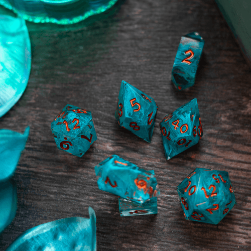 Blue Smoke Handmade Resin DND Dice Set - The misfit market