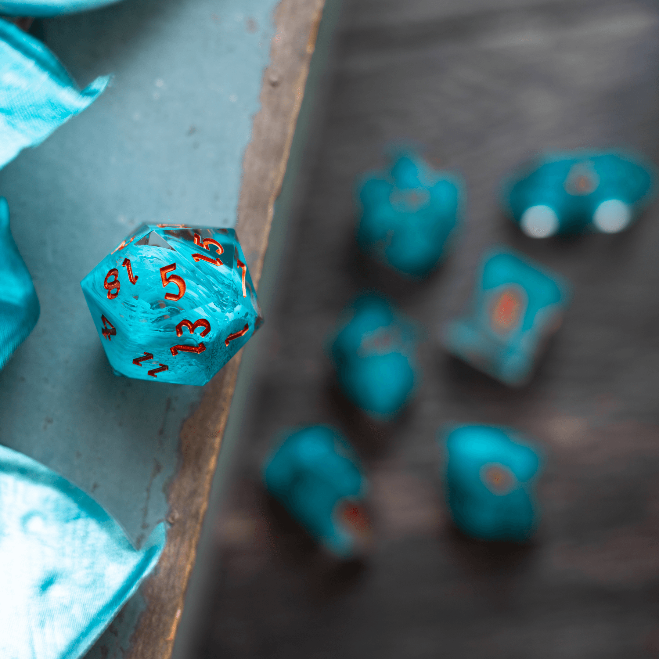 Blue Smoke Handmade Resin DND Dice Set - The misfit market