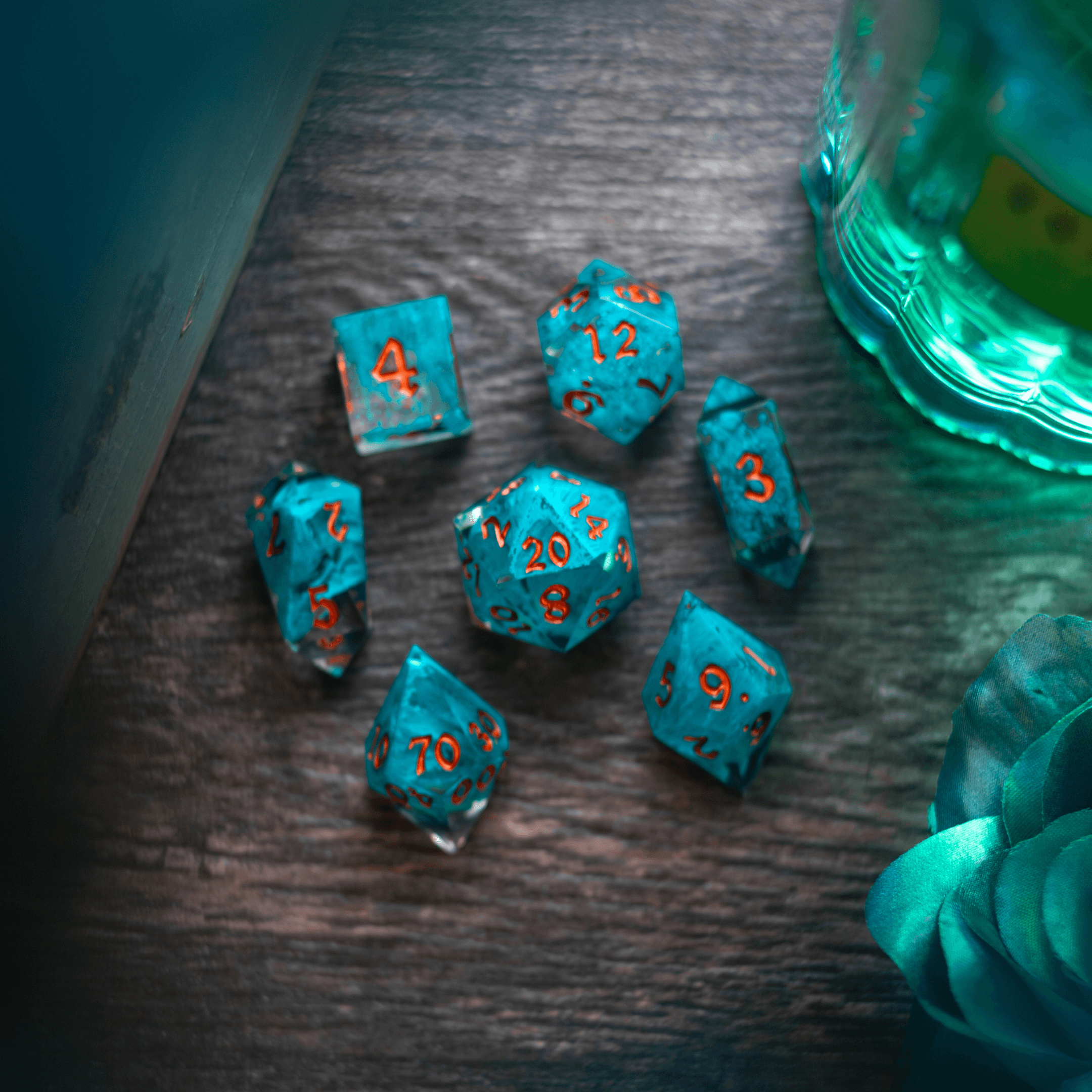 Blue Smoke Handmade Resin DND Dice Set - The misfit market