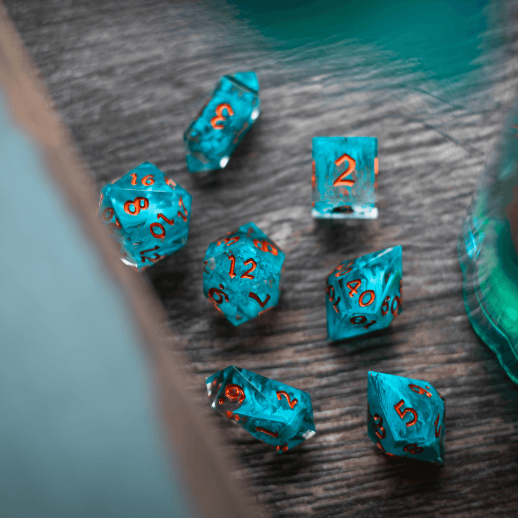 Blue Smoke Handmade Resin DND Dice Set - The misfit market