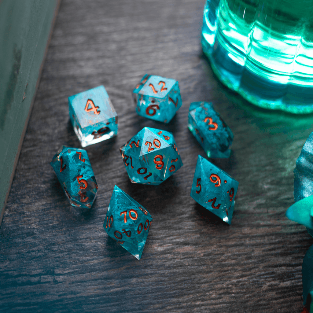 Blue Smoke Handmade Resin DND Dice Set - The misfit market