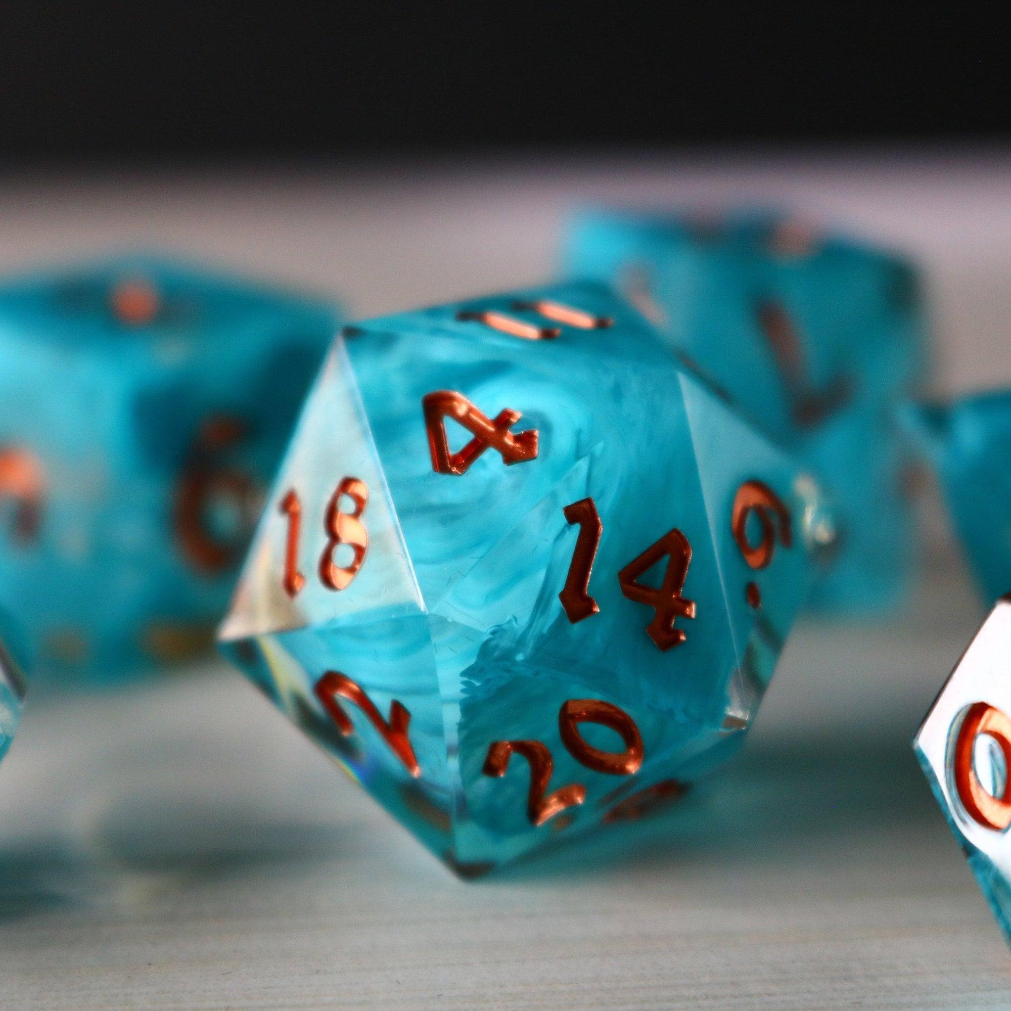 Blue Smoke Handmade Resin DND Dice Set - The misfit market