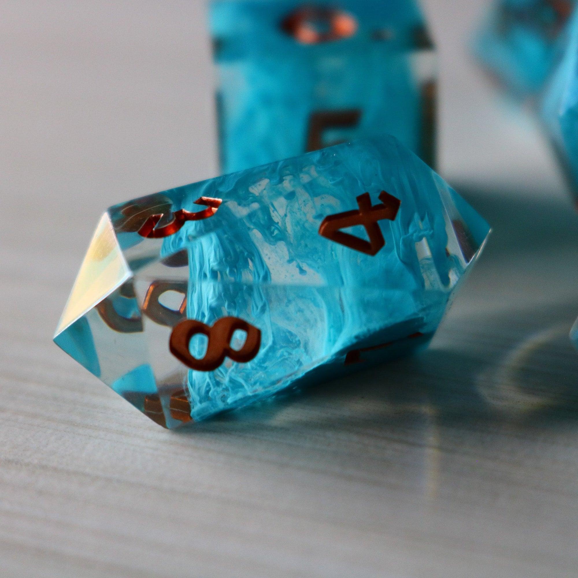 Blue Smoke Handmade Resin DND Dice Set - The misfit market