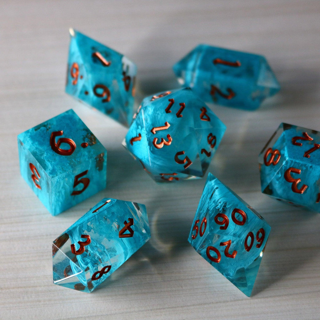 Blue Smoke Handmade Resin DND Dice Set - The misfit market