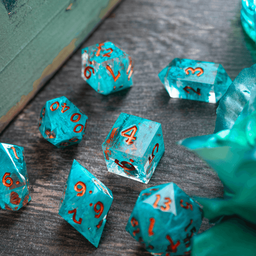 Blue Smoke Handmade Resin DND Dice Set - The misfit market