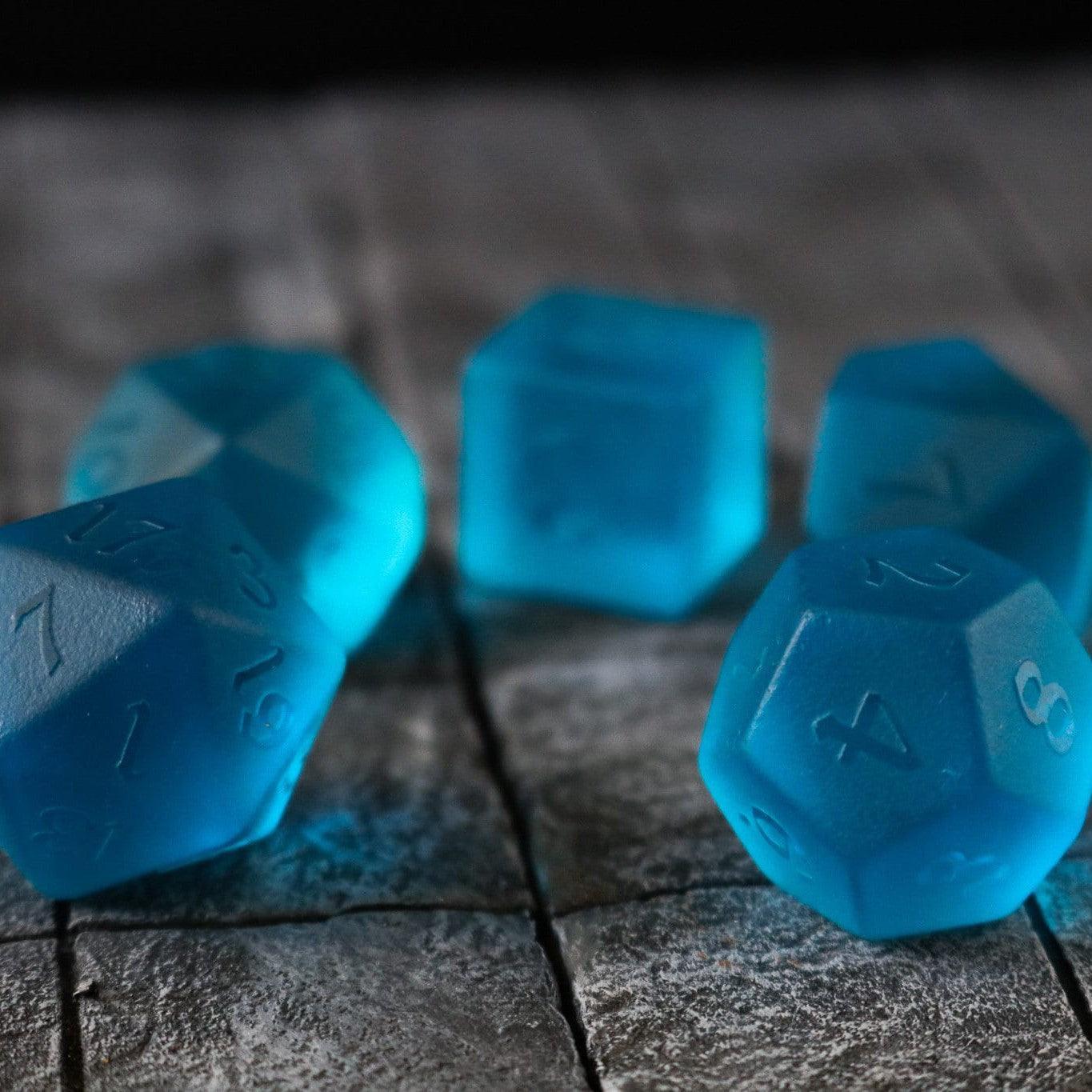 Blue Zircon Hand Carved Glass DND Dice Set - The misfit market