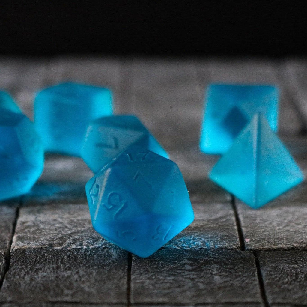 Blue Zircon Hand Carved Glass DND Dice Set - The misfit market