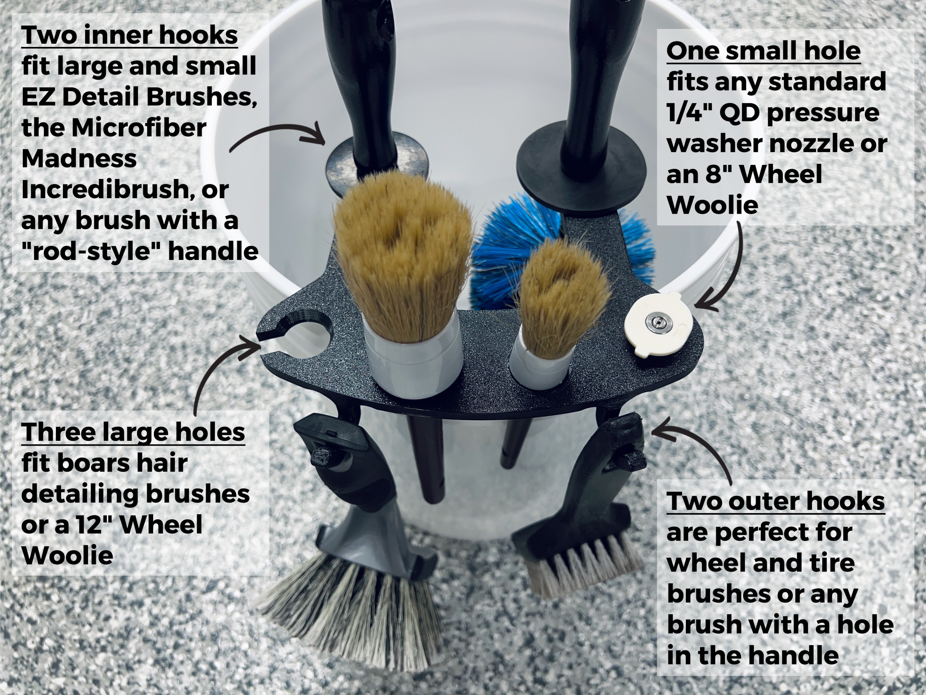 BucketCaddy - Wheel, Tire, & Detailing Brush Organizer for 5-gallon and 6-gallon Car Wash Buckets - The misfit market