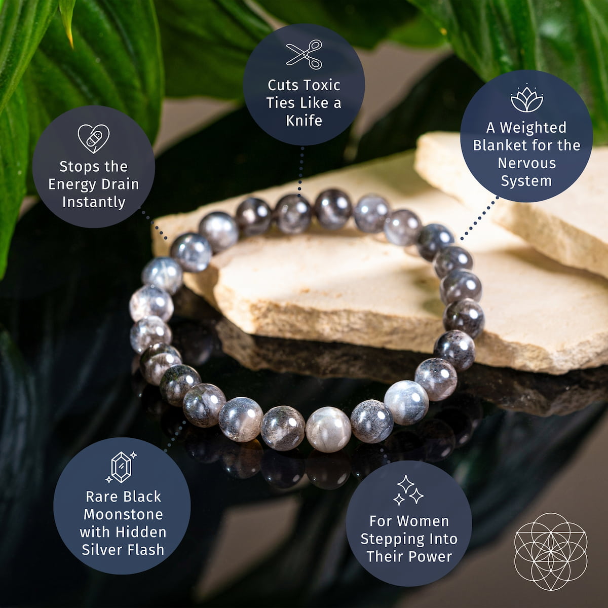 The Empath’s Cord Cutter – Black Moonstone Bracelet - The misfit market