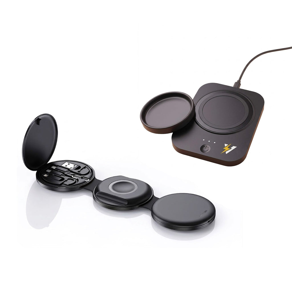 Complete Wireless Charging & Comfort Bundle – Sip & Charge 2-in-1 Mug Warmer + 5-in-1 Folding Charging Station - The misfit market