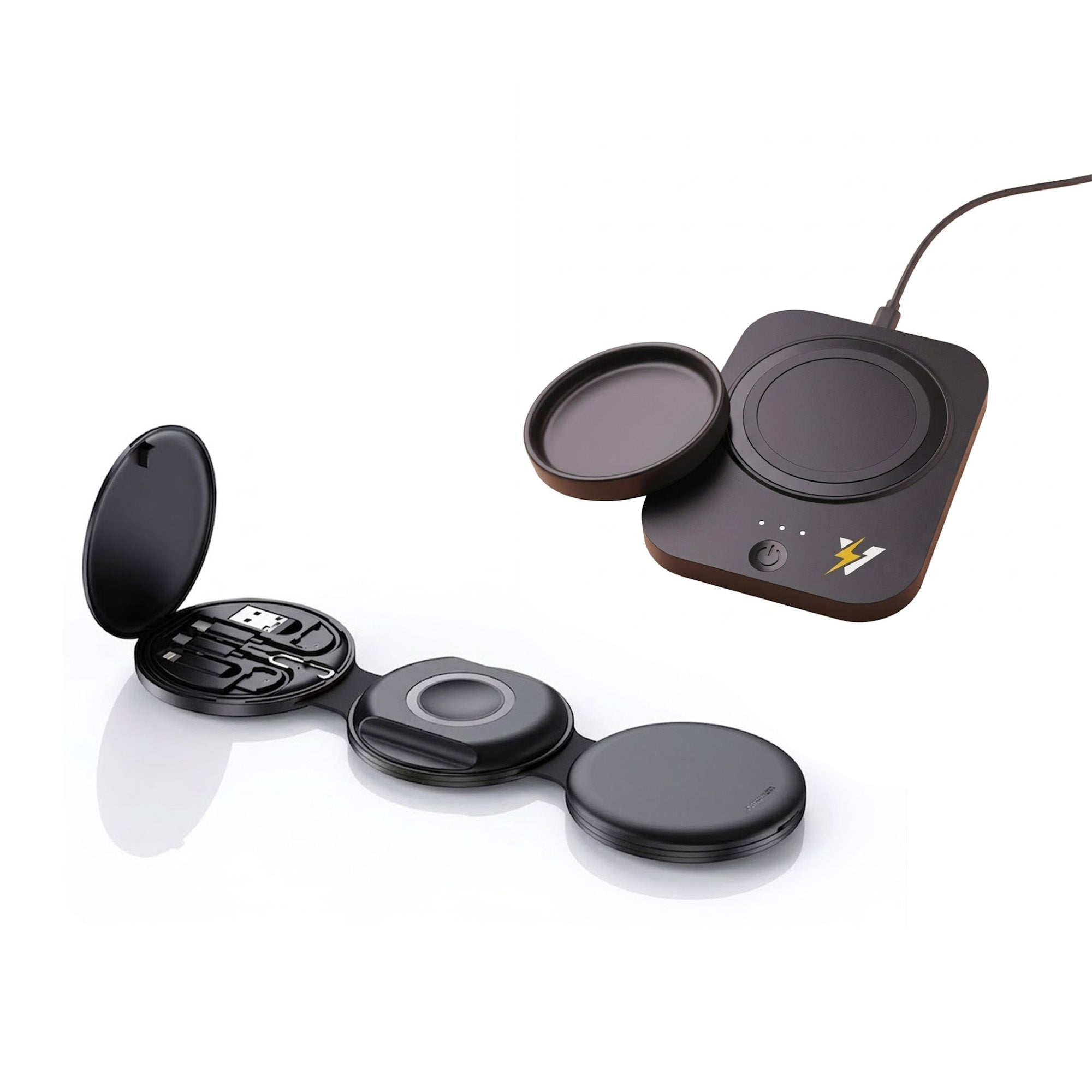 Complete Wireless Charging & Comfort Bundle – Sip & Charge 2-in-1 Mug Warmer + 5-in-1 Folding Charging Station - The misfit market