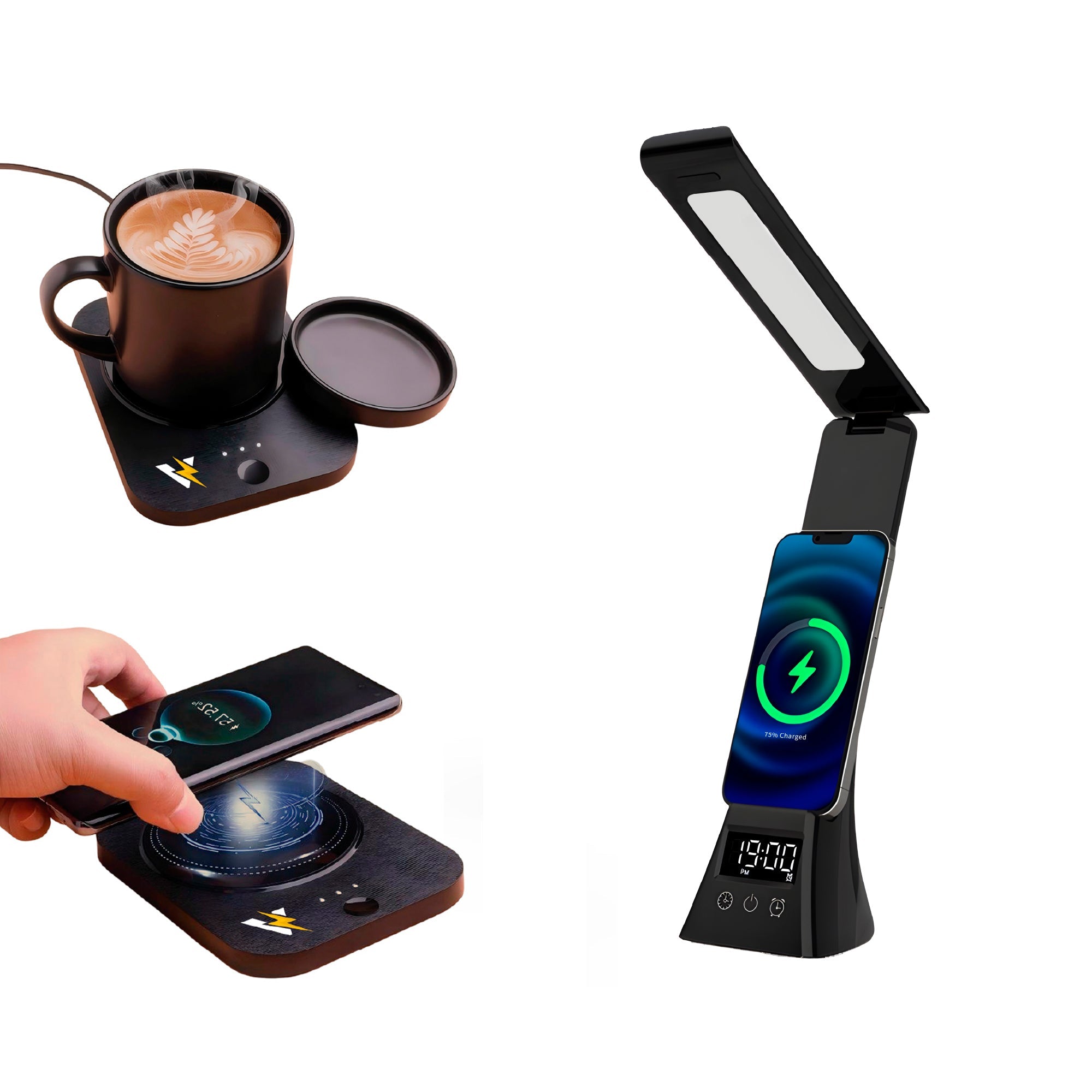 The Modern Workspace Productivity Bundle: Pursonic 3-in-1 LED Desk Lamp + Sip & Charge Wireless & Mug Warmer - The misfit market