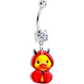 Clear Gem Hot Litle Devil Duck Dangle Belly Ring by Onyx O - The misfit market