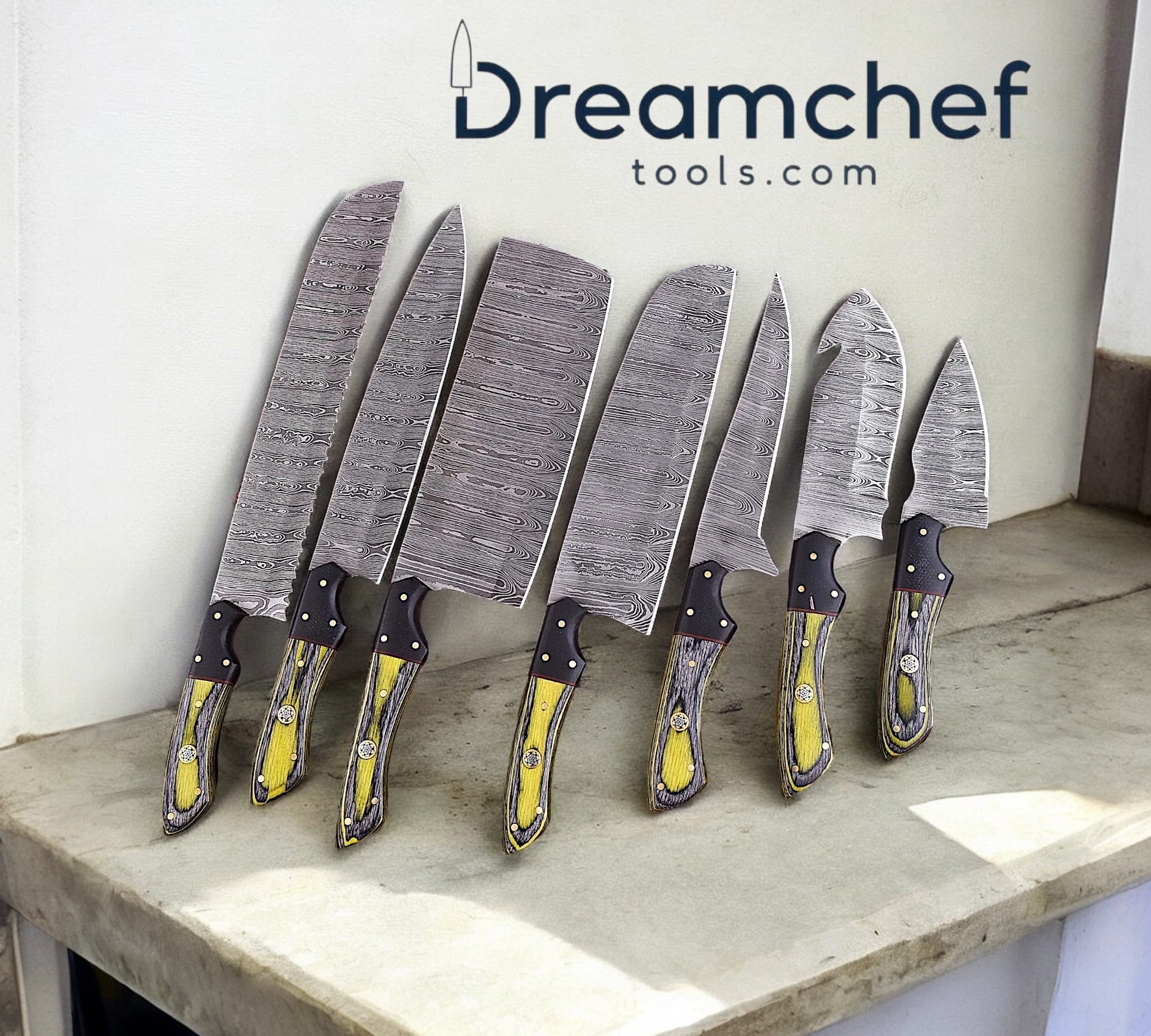 Culinary Knife Set – 13” Handmade Damascus Chef Knife with Resin Handle & Leather Sheath - The misfit market