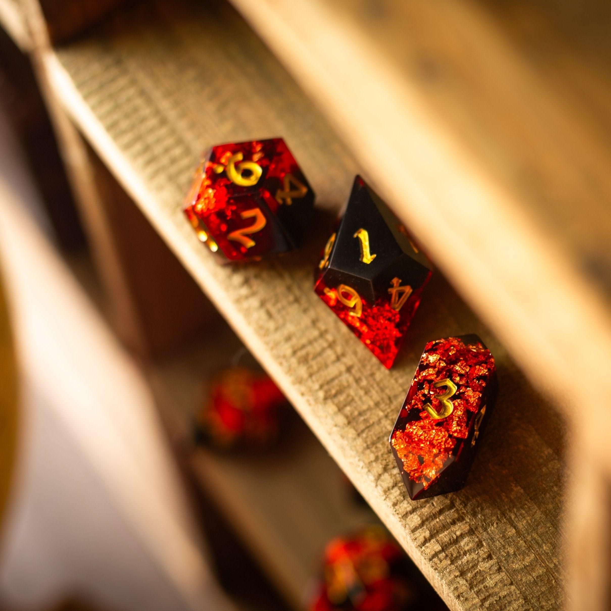 Dark Blood Handmade Resin DND Dice Set - The misfit market