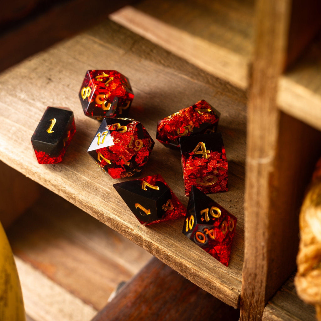 Dark Blood Handmade Resin DND Dice Set - The misfit market