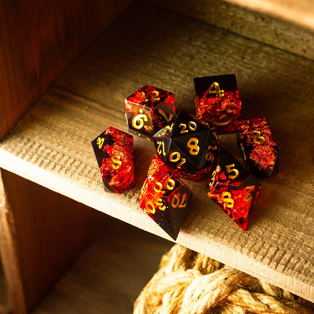 Dark Blood Handmade Resin DND Dice Set - The misfit market