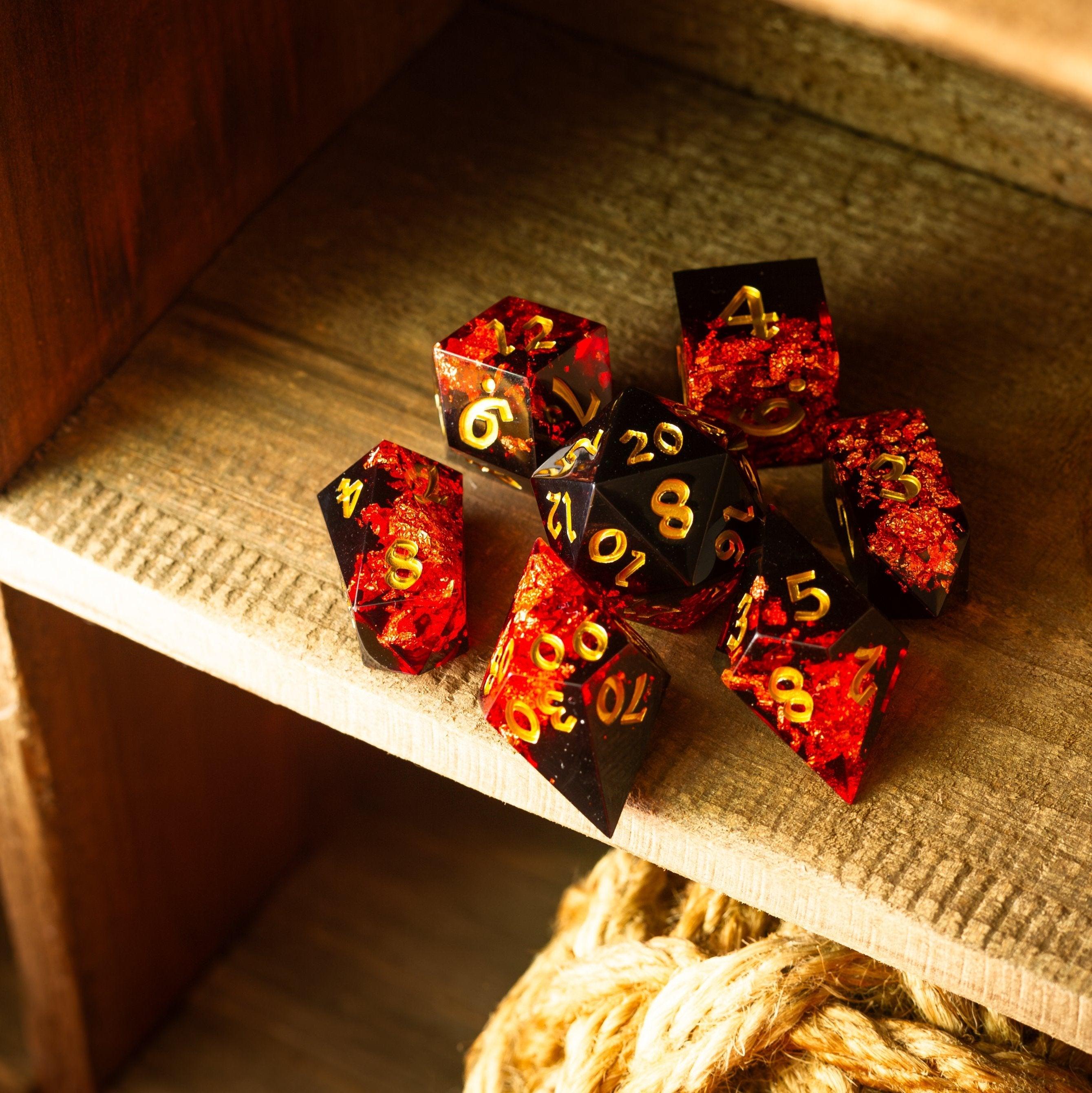 Dark Blood Handmade Resin DND Dice Set - The misfit market