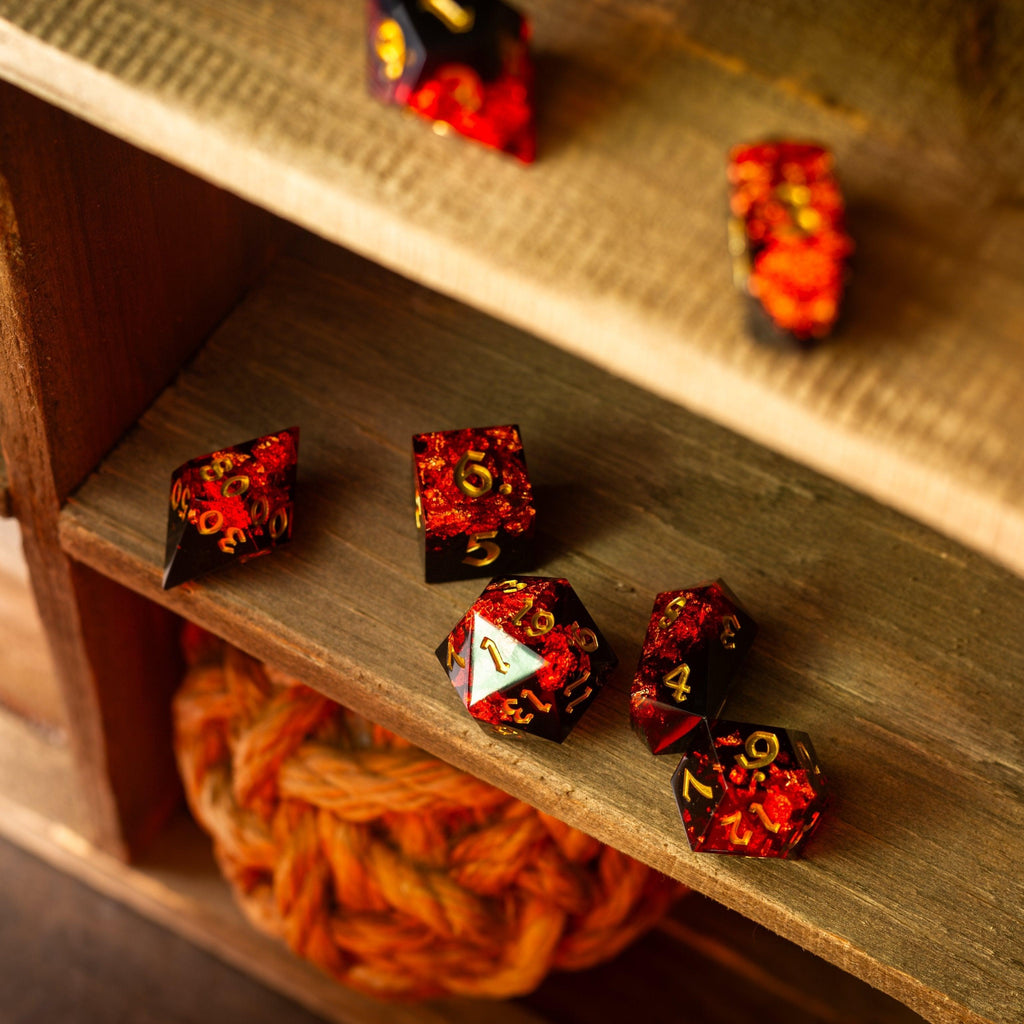 Dark Blood Handmade Resin DND Dice Set - The misfit market