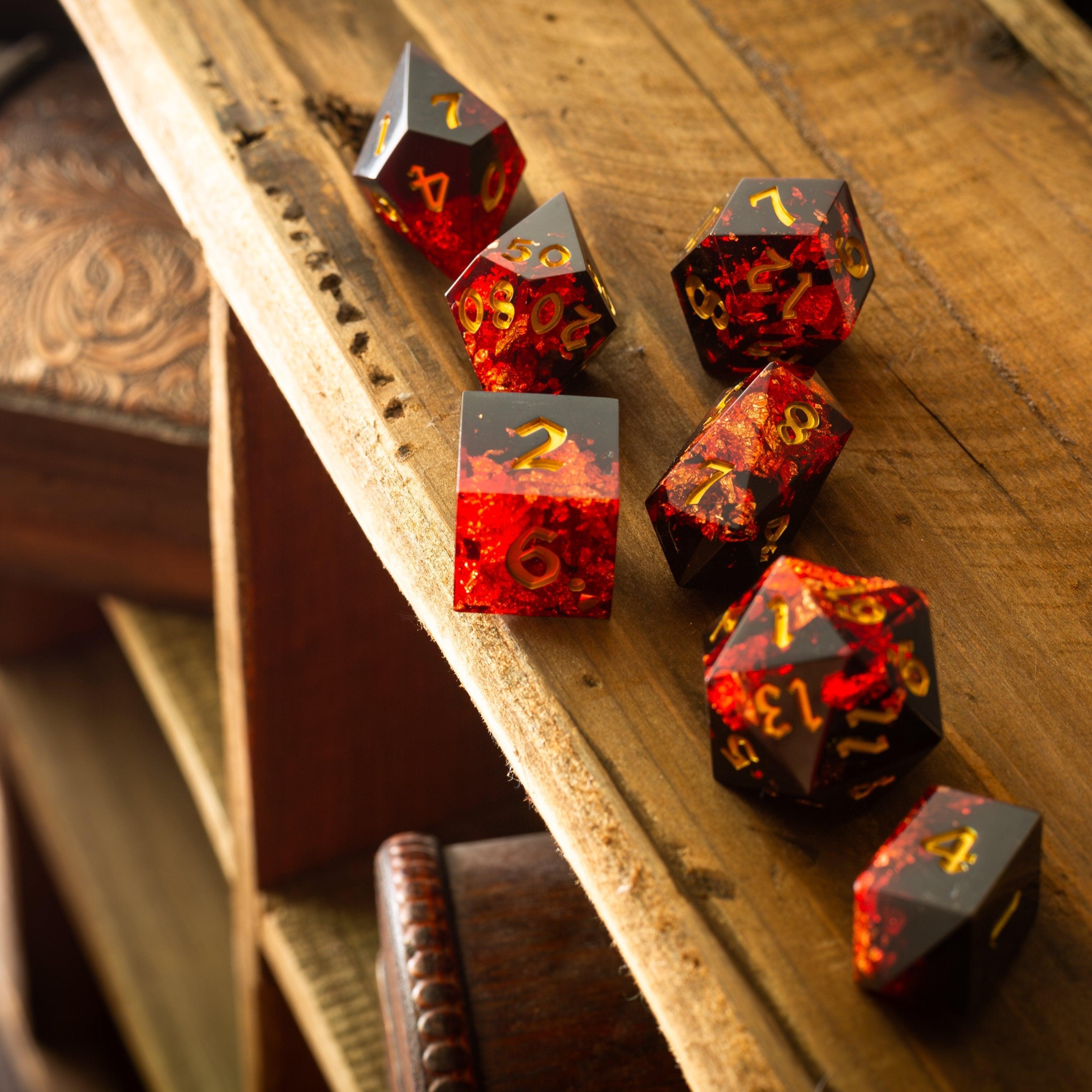 Dark Blood Handmade Resin DND Dice Set - The misfit market