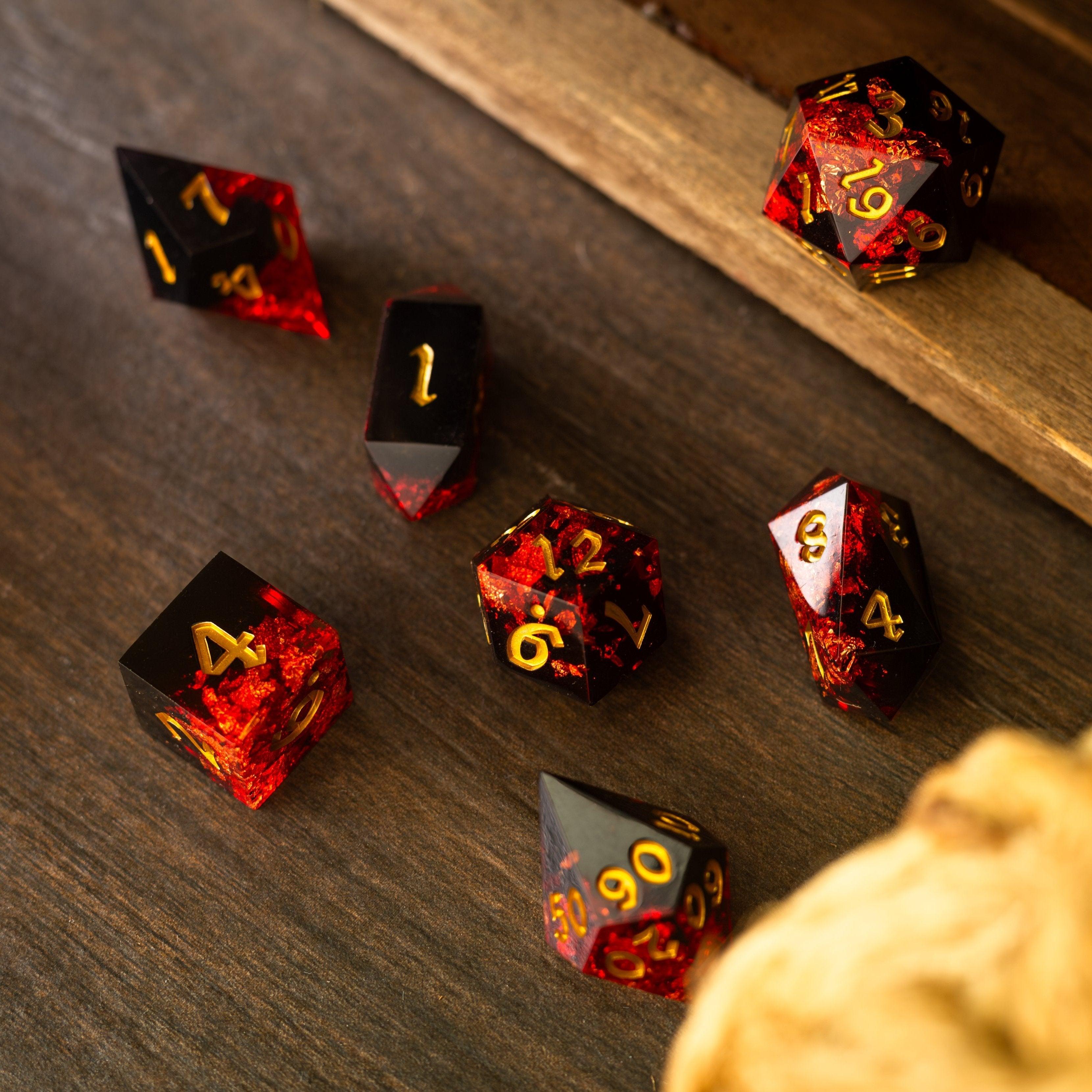 Dark Blood Handmade Resin DND Dice Set - The misfit market