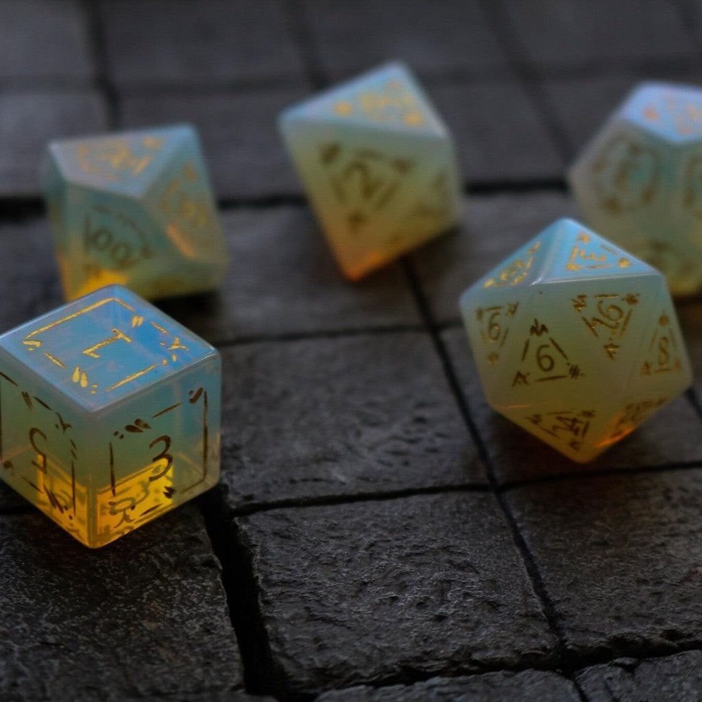 Dragon Shield Opalite Gemstone DND Dice Set - The misfit market