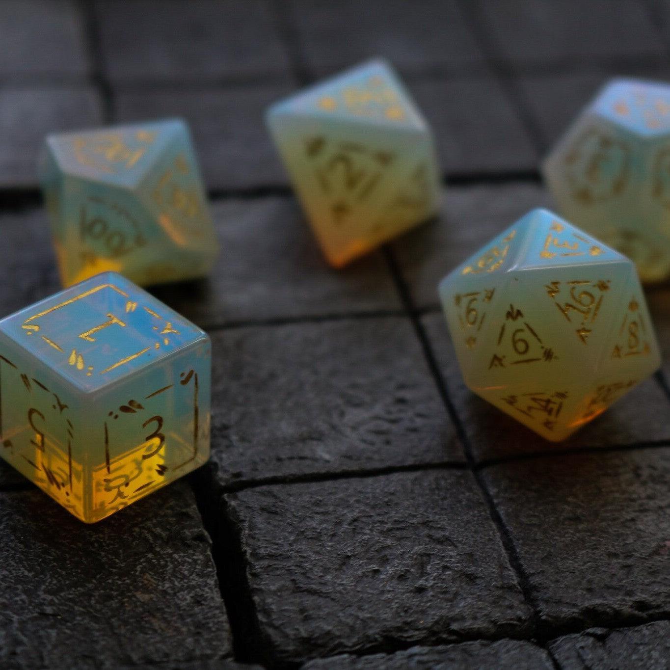 Dragon Shield Opalite Gemstone DND Dice Set - The misfit market