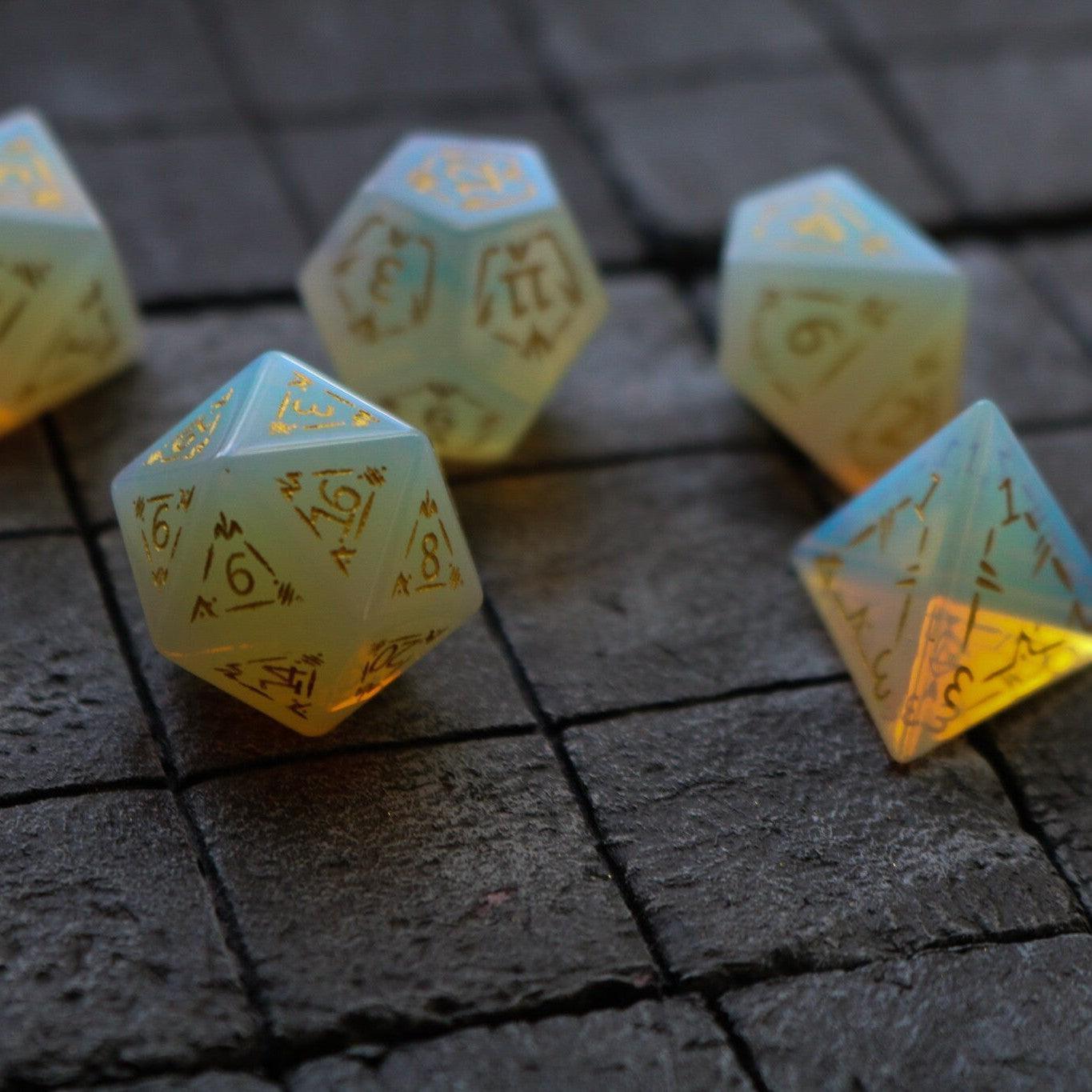 Dragon Shield Opalite Gemstone DND Dice Set - The misfit market